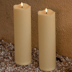 2pack 4"*14" Large Outdoors Flameless Candles Battery Operated with Remote & Timer, Waterproof Plastic LED Flickering Pillar Candles for Home Decoration, Weddings, Ivory
