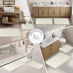 Walensee Large Bathroom Rug (24 x 60, Ivory) Extra Soft and Absorbent Shaggy Bath Mat Machine Washable Polyester Microfiber Non Slip Luxury Floor Mat