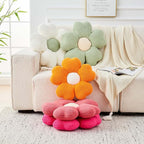 Flower Throw Pillow, Cute Flower Shaped Pillow Decorative Throw Pillow for Bed Couch, Soft Daisy Pillows Floor Seating Cushion Cushions (19.6 Inch Orange)