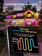 addlon 200FT Permanent Outdoor Lights, Cuttable & Extendable Smart RGB+IC LED Lights for House & Outdoor, App & Remote Control, IP67 Waterproof for Christmas, Holiday, Party, Halloween Decorations