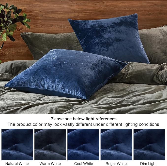 PHF Truly Velvet Euro Sham, 26"x 26",No Insert, 2 Pack Color Gradient Euro Throw Pillow Covers, Ultra Soft Cozy European Pillow Covers for Luxurious Home Decorative, No Shedding, No Pilling, Navy Blue