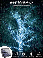 6 Pack Christmas Solar String Lights Outdoor Waterproof, 198FT 600 LED Green Wire Solar Fairy Lights with 8 Modes, Solar Twinkle Lights for Garden Tree Patio Fence Christmas Decorations (Cool White)