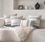 Boho Throw Pillow Covers 12x20 Inch Set of 2, Navy Blue Textured Decorative Couch Pillow Cases for Farmhouse Home Decor, Accent Cushion Cover for Sofa, Bed, Living Room, Bedroom
