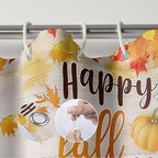 Happy Fall Shower Curtain Gnome Truck Autumn Pumpkin Maple Leaves Harvest Thanksgiving Farmhouse Bathroom Curtains Waterproof Polyester Fabric Bath Curtain 72 x 72 Inch with 12 Hooks