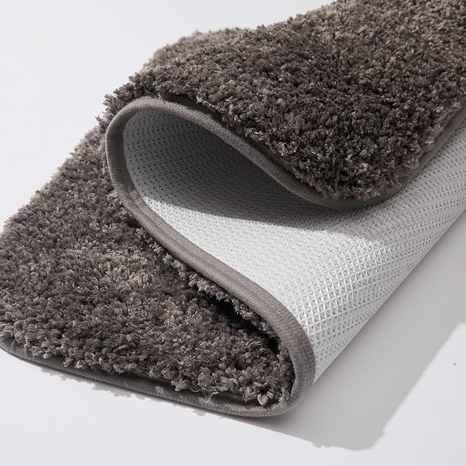 Acsploer Microfiber Bathroom Rugs and Mats Sets 2 Piece,Non-Slip Bath Rugs, Machine Washable Absorbent Bath Mats for Bathroom Floor, Shower (Brown, 16''x24'' Plus 20''x32'')