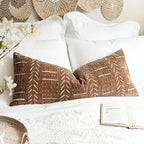 BlissBlush Fall Brown Boho Lumbar Throw Pillow Cover 14X36, Decorative Long Accent Body Lumbar Pillow for Bed, Farmhouse Woven Textured Lumbar Pillowcase for Couch (Cover ONLY)