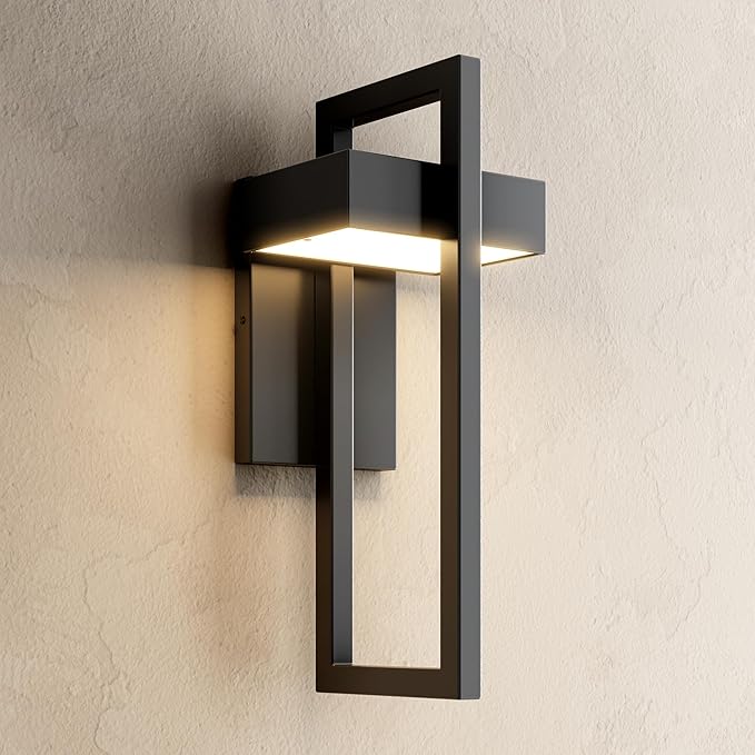 MOD LIGHTING Terri | Modern Outdoor Wall Lights LED 10W, Exterior Wall Sconce Lights, Stainless Steel Outdoor Light Fixture, Waterproof IP65, 1 Pack (Black | Cool White 6000K | Large 17")