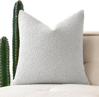 MIULEE Textured Boucle Throw Pillow Cover Light Grey Accent Solid Eruo Sham Pillow Case Decorative Soft Pack of 1 Couch Cushion Chair Sofa Bedroom Livingroom Home Decor,24x24 Inch