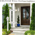 Emliviar Outdoor Wall Lights, 1-Light Modern Outside Lights for House, 17.5 Inch Height with Water Glass, White Finish, WE215B WH