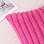 Pallene Faux Fur Plush Throw Pillow Covers 16x16 Set of 2, Luxury Soft Fluffy Striped Decorative Pillow Covers for Sofa, Couch, Living Room, Hot Pink