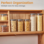 Glass Food Storage Jars with Lids[Set of 5], Perfect for Pasta, Cookies, Nuts, Coffee, Cereal, Flour, and More, Organize Your Kitchen with these BPA-Free Glass Jars with Silicone Lids