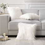 Phantoscope Pack of 2 Faux Fur Striped Throw Decorative Pillow Cover Cushion Covers Luxury Soft Decorative Pillowcase Fuzzy Pillow Covers for Bed/Couch, Cream White 20 x 20 Inches, Pack of 1