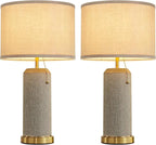 Boho Bedside Table Lamps Set of 2-22.4" Modern Nightstand Lamp for Bedroom Living Room, Vintage End Table Lamp with Linen Shade