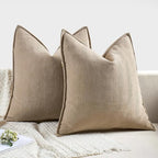 MIULEE Pack of 2 Khaki Decorative Pillow Covers 18x18 Inch Soft Chenille Luxurious Couch Throw Pillows Farmhouse Cushion Covers with Elegant Design for Sofa Bedroom Living Room Home Decor