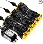 JMEXSUSS 300 LED Warm White Christmas Lights Outdoor Waterproof, 8 Modes Green Wire Christmas Tree Lights Plug in, Twinkle Fairy String Lights for Indoor Xmas Wedding Party Garden