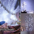 Joomer Battery String Lights, 4 Pack Total 64FT 200 LED Battery Operated String Light, Twinkle Fairy Lights with Timer for Home, Garden, Store, Party, Holiday, Indoor Decor(White)