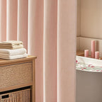 Blush Pink Faux Linen Textured Shower Curtain Water-Resistant, Heavyweight Fabric Shower Curtain Washable, 72 x 72 Inch Dusty Rose Pastel Classy Shower Curtains for Girly Bathroom