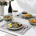 AmorArc Ceramic Dinner Plates Set of 6, 10.5 Inch Handmade Reactive Glaze Stoneware Plates, Rustic Shape Dinnerware Dish Set for Kitchen, Microwave & Dishwasher Safe, Scratch Resistant