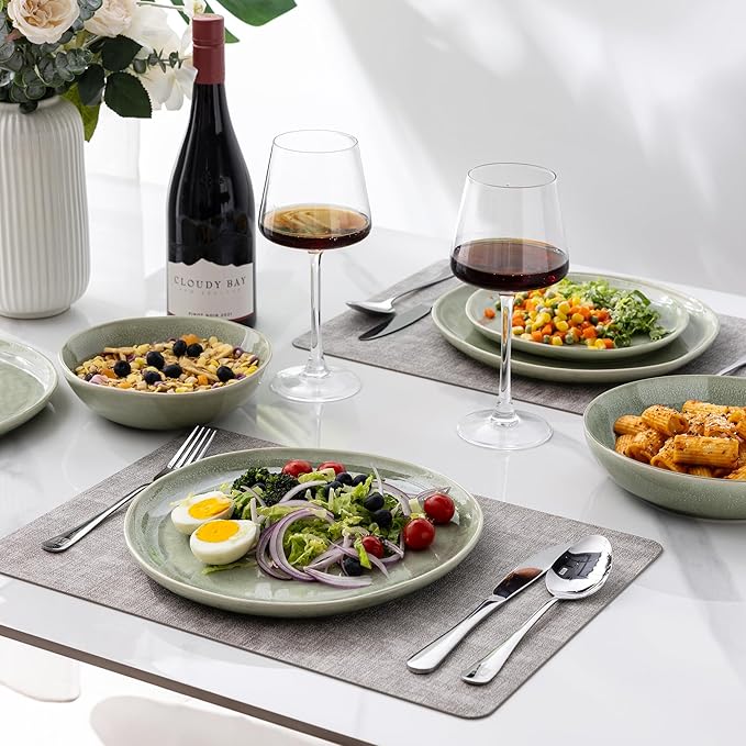 AmorArc Ceramic Plates Set of 6, 8.5 Inch Handmade Reactive Glaze Stoneware Plates set for Dessert, Salad, Appetizer,Dinner Microwave & Dishwasher Safe, Scratch Resistant