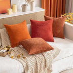 MIULEE Pack of 2 Decorative Throw Pillow Covers Soft Chenille Throw Pillows Solid Textured Fall Cushion Covers for Couch Sofa Bedroom Living Room 18x18 Inch, Dark Rust