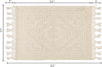 Savi Home Cotton Woven Jacquard Bathroom Rug, Woven Fringe Bathroom Mats, 100% Cotton, Non - Slip Bath Mat, Durable Thick Bath Mat 17”x30” with Fringes, Ivory