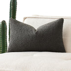 MIULEE Textured Boucle Throw Pillow Cover Dark Coffee Accent Solid Lumbar Pillow Case Decorative Soft Pack of 1 Couch Cushion Chair Sofa Bedroom Livingroom Home Decor,12x20 Inch