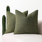 MIULEE 18x18 Inch Decorative Pillow Covers for Couch Bed Set of 2 Textured Boucle Neutral Winter Throw Pillows Olive Green Accent Solid Cushion Pillowcases Sofa Livingroom Home Decor