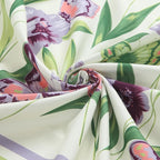 Fabric Shower Curtain 78 Inches Long, Butterfly Garden Flower Plant Shower Curtains for Bathroom, Purple and Cream Floral Bathroom Curtains, 72" W x 78" H