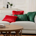 Phantoscope Pack of 2 Christmas Faux Fur Throw Pillow Covers Cushion Covers Luxury Soft Decorative Pillowcase Fuzzy Pillow Covers for Bed/Couch, Red 18 x 18 Inches