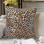 KSLIDS Leopard Print Faux Fur Soft Velvet Throw Pillow Covers Set of 2 Brown Black Cheetah Decorative Pillow Covers 18x18 Inch Animal Pillow Case for Sofa Couch Bedroom Farmhouse Home Decor