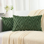 Pallene Christmas Forest Elf Throw Pillow Covers 12x20 Set of 2, Soft Plush Faux Fur Decorative Lumbar Couch Pillow Covers for Sofa Bed Living Room Pillow Cases with 3D Diamond Pattern