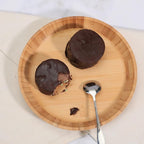 Bamboo Dinner Plates Set of 2, 7.5-inch Wooden Serving Plates with Raised Edges for Snack/Dessert, Round Lightweight Dishes Doubles as Pasta Bowls for Fruit/Salads, Wide and Shallow