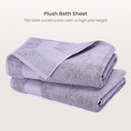 BIOWEAVES 100% Organic Cotton Bath Sheet Set of 2 | Soft Oversized Bath Towels | 700 GSM Premium Bath Towel Sheet Set GOTS Certified - Lavender