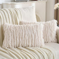 FUTEI Cream White Decorative Throw Pillow Covers 12x20 Inch Set of 2,Soft Fluffy Faux Feather Texture Lumbar Pillow Cases,Modern Home Luxury Decor for Couch Bed Living Room