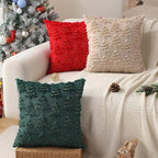 Christmas Pillow Covers 20x20 inch Set of 2 Soft Plush Faux Fur Christmas Decor Green Xmax Tree Yellow Colored Lights Decoration Throw Pillow Case for Winter Holiday Sofa Living Room PT003A20