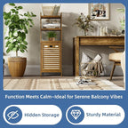 HITNET Bamboo Tilt Out Laundry Hamper, Bathroom Storage Cabinet with Hidden Removable Basket and 3 Open Shelves, Space Saving Bamboo Storage for Clothes, Towels and Toys, Walnut