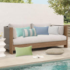 Decorative Outdoor Water Repellent Throw Pillows with Inserts, Set of 4, 20" x12" Pillows for Patio, Backyard, Bed, Couch, and Patio Furniture, Turquoise Stripe