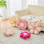 Flower Pillow, Soft Flower Decorative Throw Pillow, Cute Daisy Flower Shaped Seating Floor Cushion Room Décor Plush Pillows for Sofa Couch Bed (17.7 Inch, Yellow)