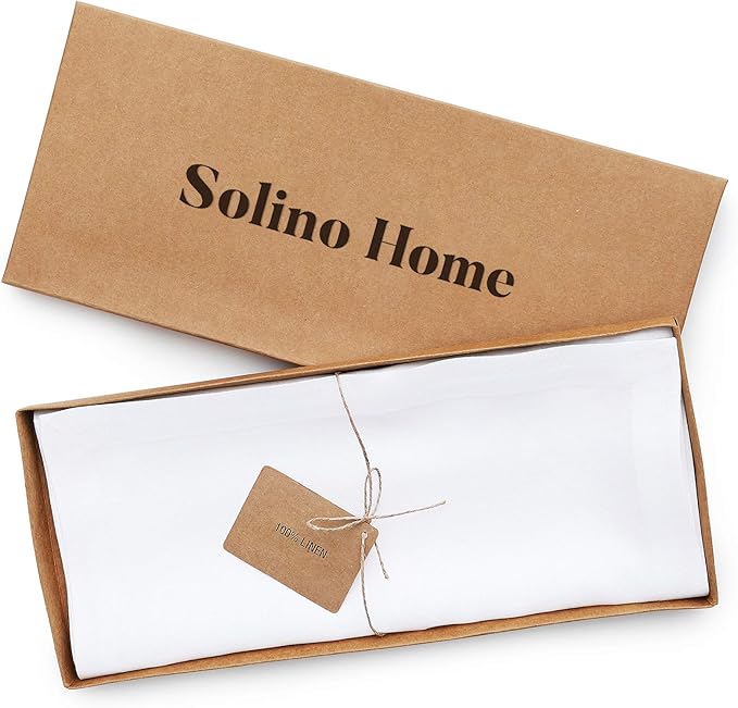 Solino Home Linen White Table Runner 132 Inches Long - 100% Pure Linen Extra Long Table Runner 14 x 132 Inch for Fall, Autumn, Halloween, Thanksgiving, Christmas, Holiday - Fete