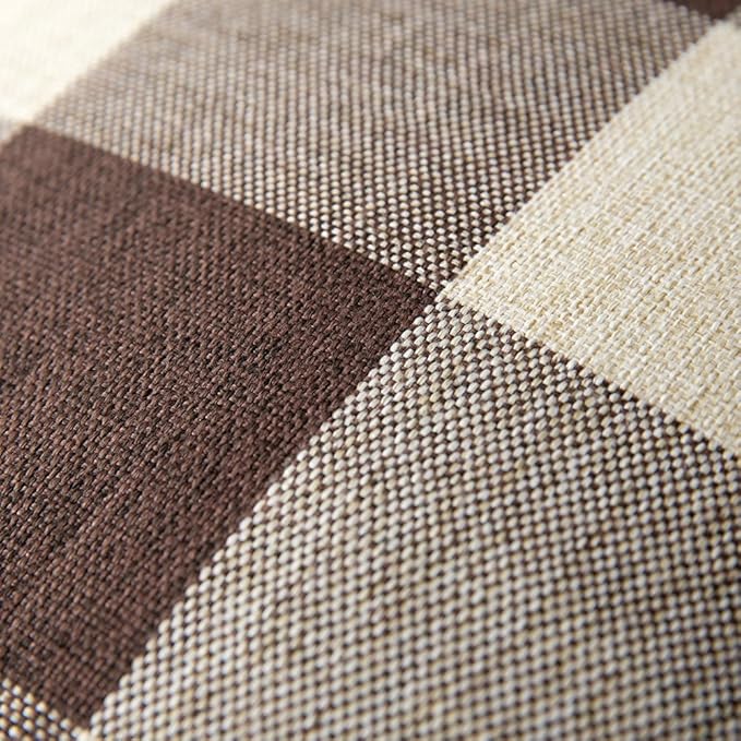 MIULEE Pack of 2 Classic Farmhouse Buffalo Check Plaids Polyester Linen Soft Soild Decorative Square Throw Pillow Covers Home Decor Outdoor Cushion Case for Sofa Bedroom 18 x 18 Inch, Brown and White