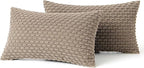 MIULEE Pack of 2 Decorative Lumbar Throw Pillow Covers 12x20 Inch Soft Boho Striped Textured Corduroy Pillow Covers Modern Farmhouse Home Decor for Couch Bed Sofa Living Room Neutral Light Brown