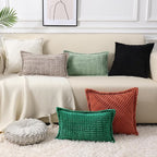 decorUhome Decorative Black Throw Pillow Covers 20x20 Set of 2 with Splicing, Boho Soft Neutral Corduroy Broadside Twill Pillow Covers for Couch Bed Sofa Living Room