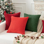 Kevin Textile Christmas Pillow Covers Pack of 2 Cushion Covers for Bedroom 20x20 Inch Burgundy Soft Corduroy Throw Pillow Cover with Stripes Machine Washable Pillowcase for Bedroom