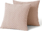 MIULEE Pack of 2 Decorative Throw Pillow Covers 18x18 Inch Soft Boho Striped Textured Corduroy Pillow Covers Modern Farmhouse Home Decor for Couch Bed Sofa Living Room Pink