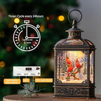Christmas Snow Globe Water Glittering Cardinal with Music, USB Lined/Battery Operated Lighted Lantern for Christmas Festival Decoration Gifts