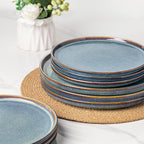 AmorArc Dinner Plates Set of 6, 10.5 Inch Reactive Glaze Ceramic Plates Set, Microwave, Dishwasher Safe, Scratch Resistant, Modern Large Dinnerware Dishes Set Kitchen Stoneware Plates