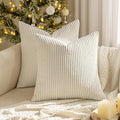 MIULEE Winter Pack of 2 Corduroy Pillow Covers Soft Soild Cushion Cases Decorative Square Throw Pillow Covers Cream White Pillowcases for Sofa Bedroom Car 18 x 18 Inch 45 x 45 Cm