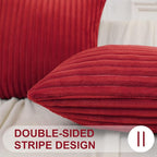Simmore Decorative Throw Pillow Covers 22x22 Set of 2, Soft Natural Plush Flannel Double-Sided Fluffy Couch Pillow Covers for Sofa Living Room, Red