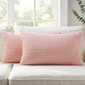 Mecatny Corduroy Decorative Throw Pillow Covers 12x20 Set of 2 for Sofa Living Room, Soft Neutral Boho Couch Pillow Covers for Home Decor, Pink