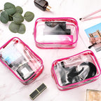 Weewooday 12 Pieces Clear Makeup Bags Cosmetic Storage Bags PVC Zipper Pouches Travel Waterproof Makeup Plastic Case for Women Organizing Toiletries Traveling Bathroom(Large,Rose Red)